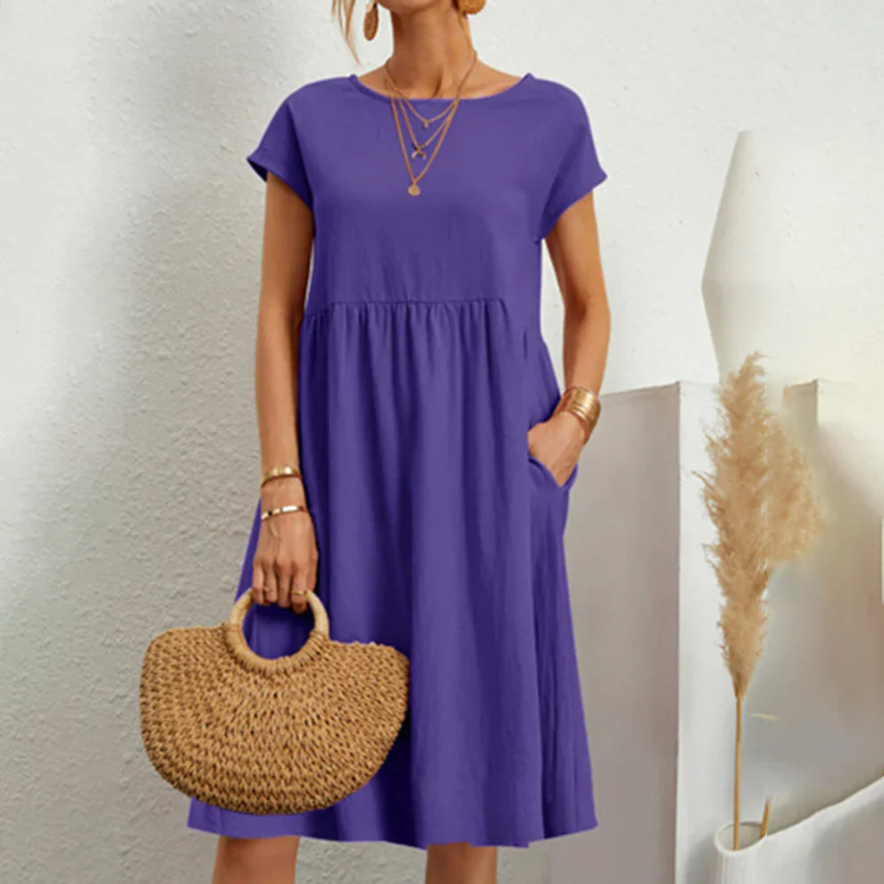 Lizel – Kurzärmliges Midikleid aus Baumwollmischung - Image 6