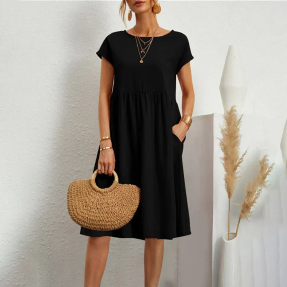 Lizel – Kurzärmliges Midikleid aus Baumwollmischung - Image 8