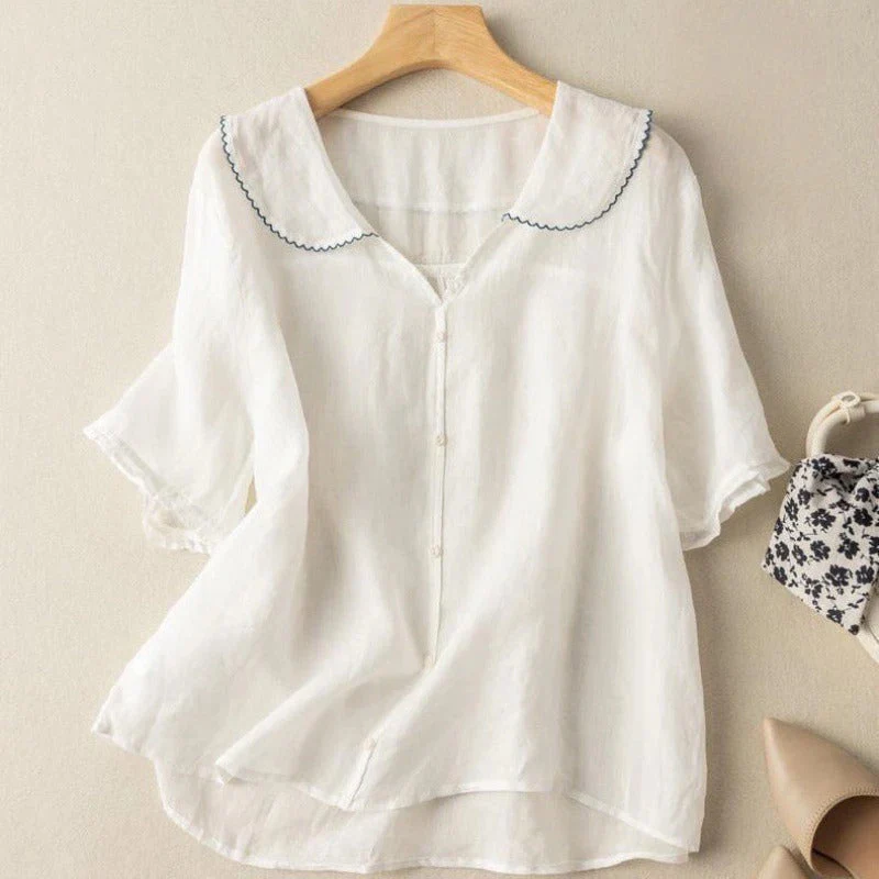 Dagmar | Damen Vintage Bluse Locker Knopfverzierung – Locker Vintage Bluse 2026 - Image 5