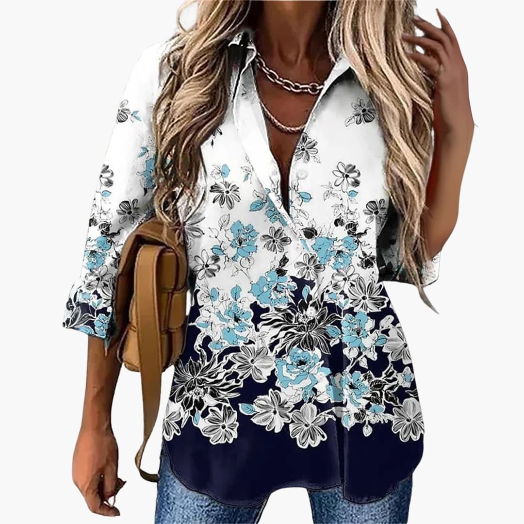 Lockere Damenbluse mit Blumenmuster - Luftig & Elegant - Image 2