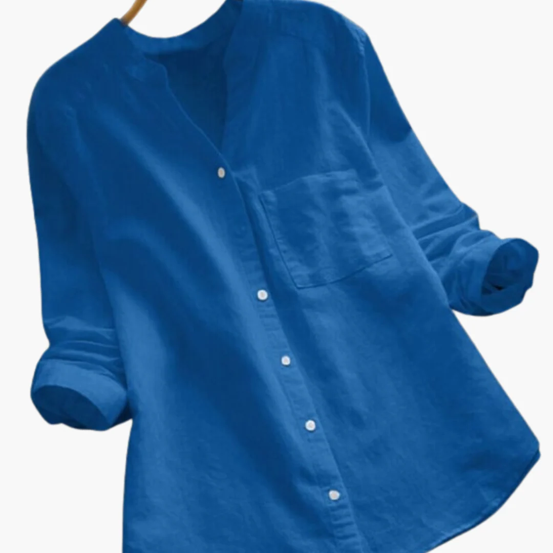 Lockere Hemdbluse für Damen - Langarm, Stehkragen & Casual - Image 6