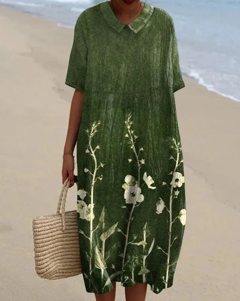 Lockeres geblümtes Sommerkleid für Damen | Midi - Image 2
