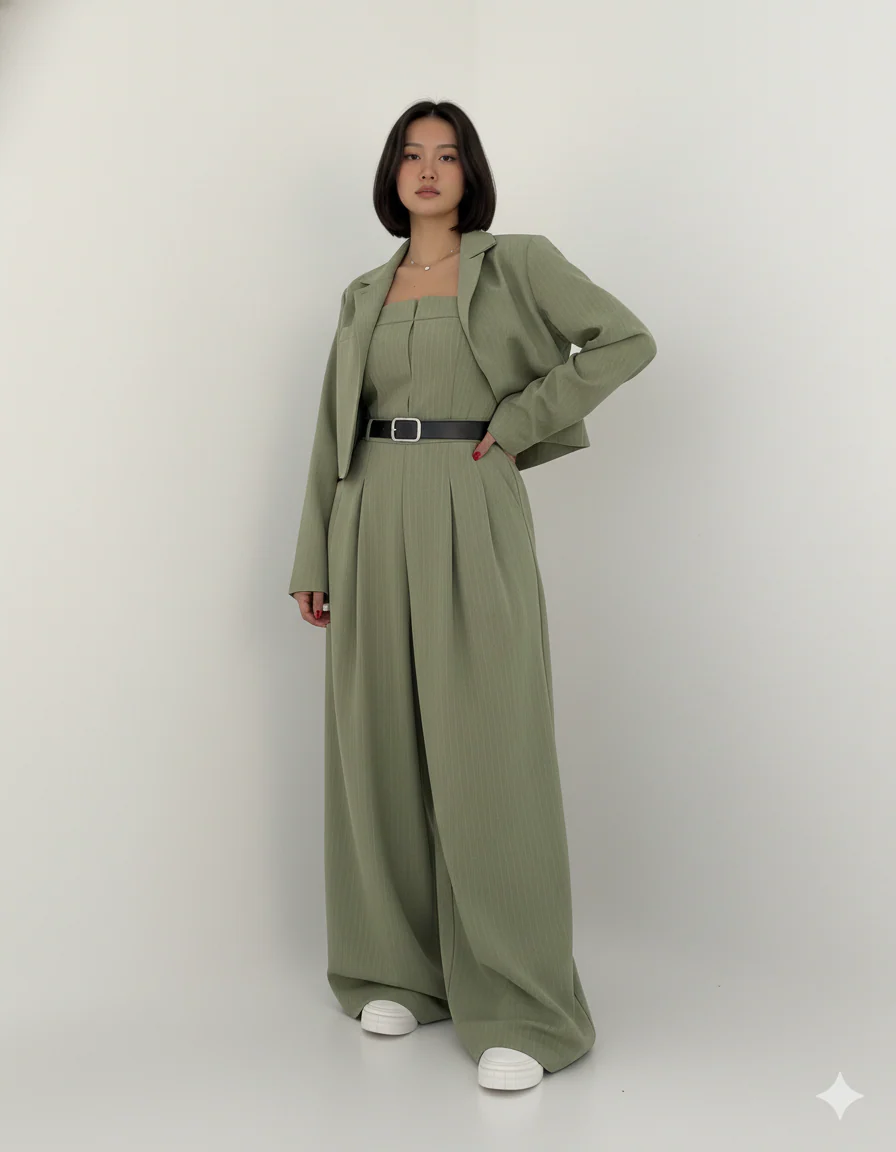 Lorayae - Soft-Touch Set aus weit geschnittenem Jumpsuit und Jacke - Image 19