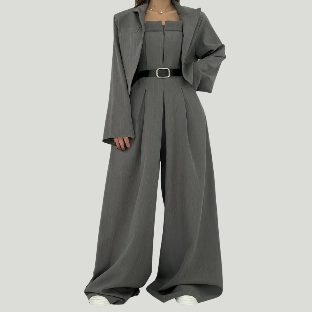 Lorayae - Soft-Touch Set aus weit geschnittenem Jumpsuit und Jacke - Image 4
