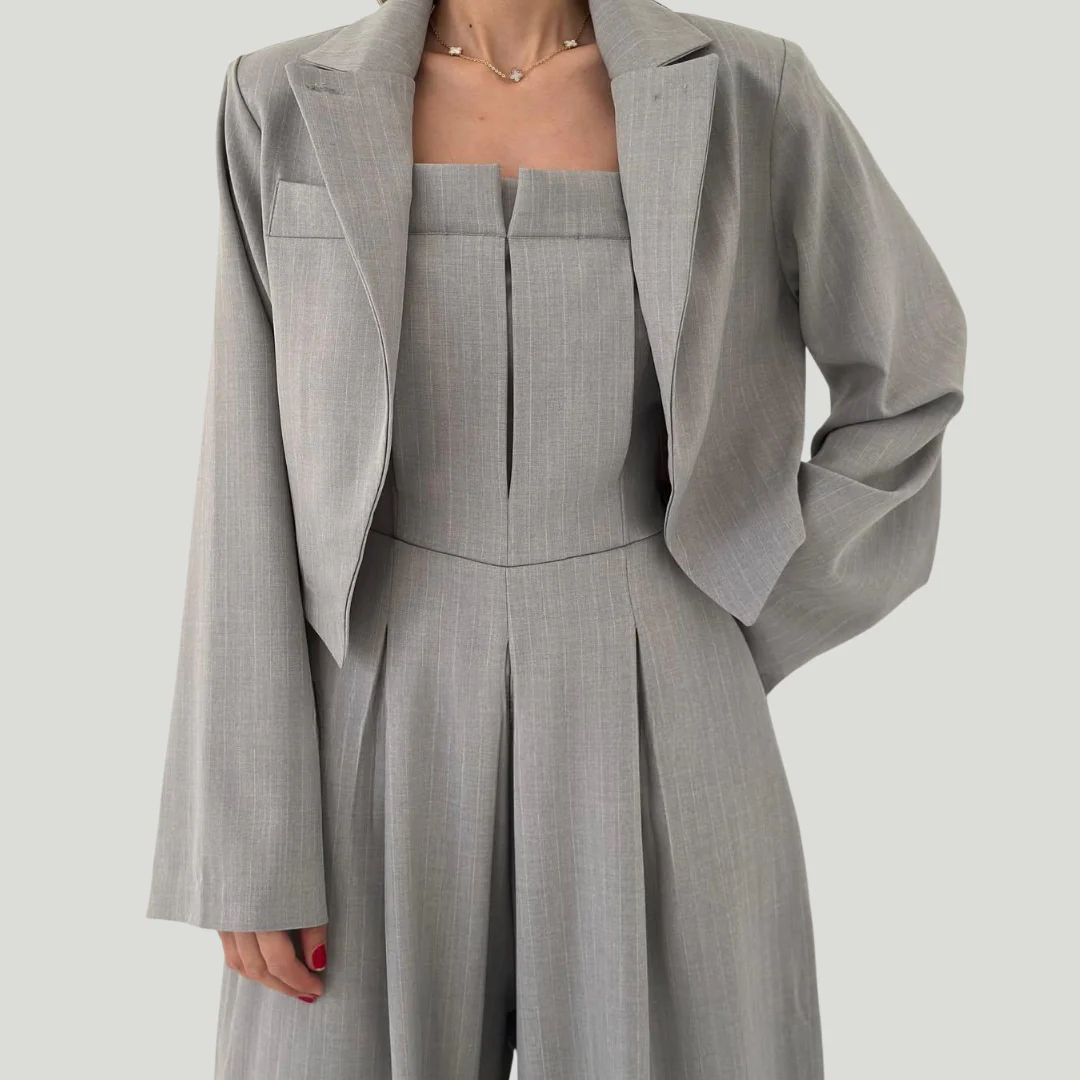 Lorayae - Soft-Touch Set aus weit geschnittenem Jumpsuit und Jacke - Image 7