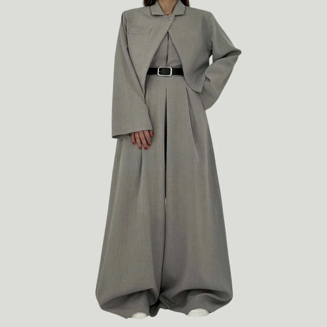 Lorayae - Soft-Touch Set aus weit geschnittenem Jumpsuit und Jacke - Image 8