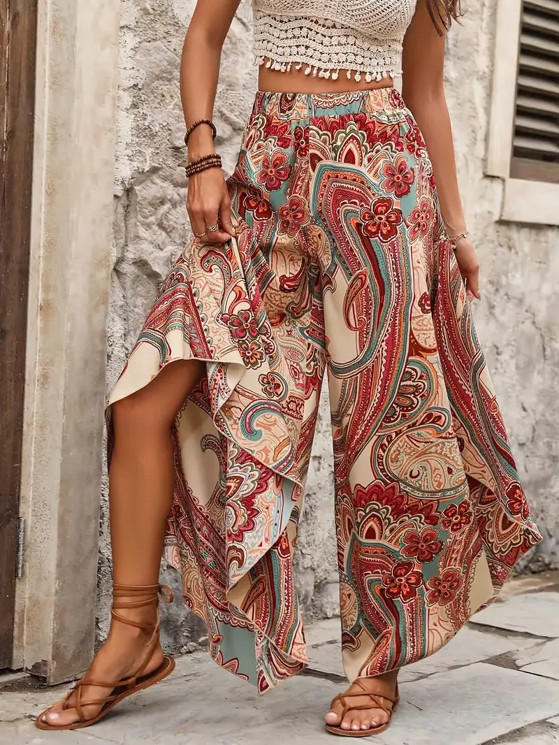 Loren – Boho-Paisley-Palazzohose mit Schlitz - Image 3