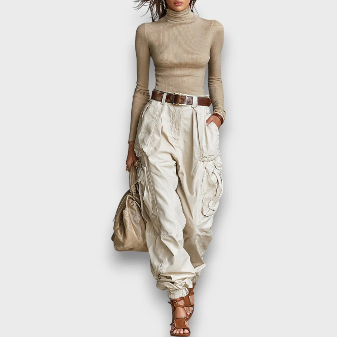 Lorena – Set mit Stehkragen-Shirt und Cargo-Hose - Image 4