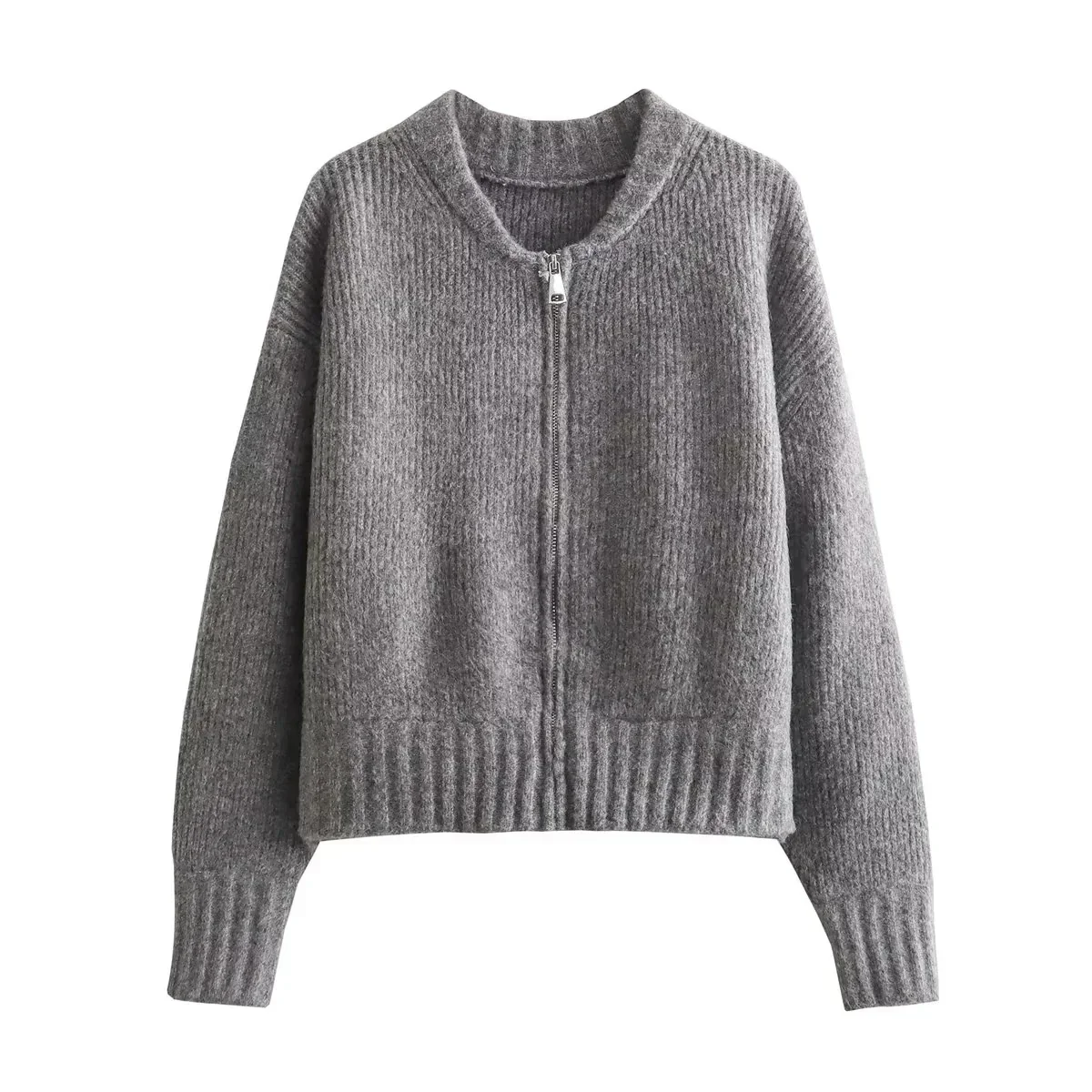 Lorna | Gerippte Rundhals-Strickjacke mit Reißverschluss - Image 8