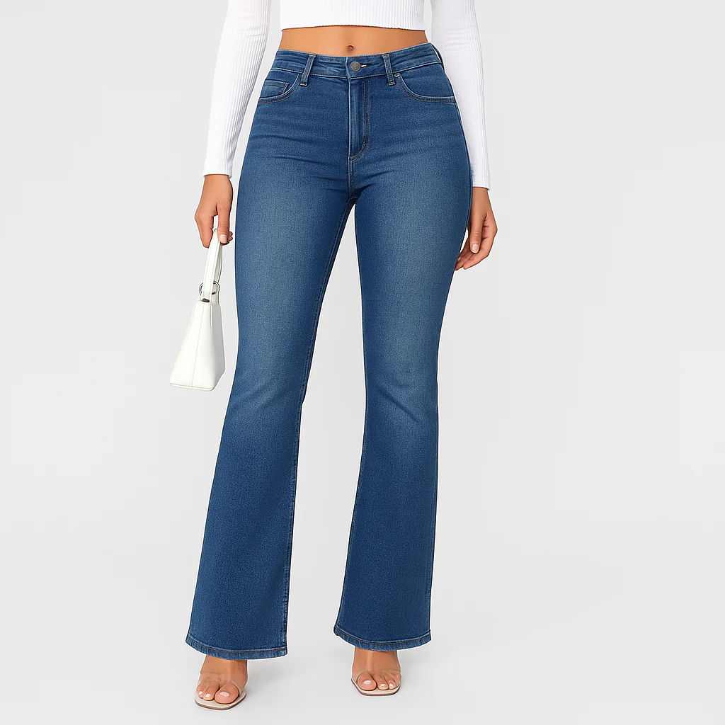 Louisa – Damen Schlagjeans mit hohem Bund – Preppy Stil im Vintage-Look - Image 2