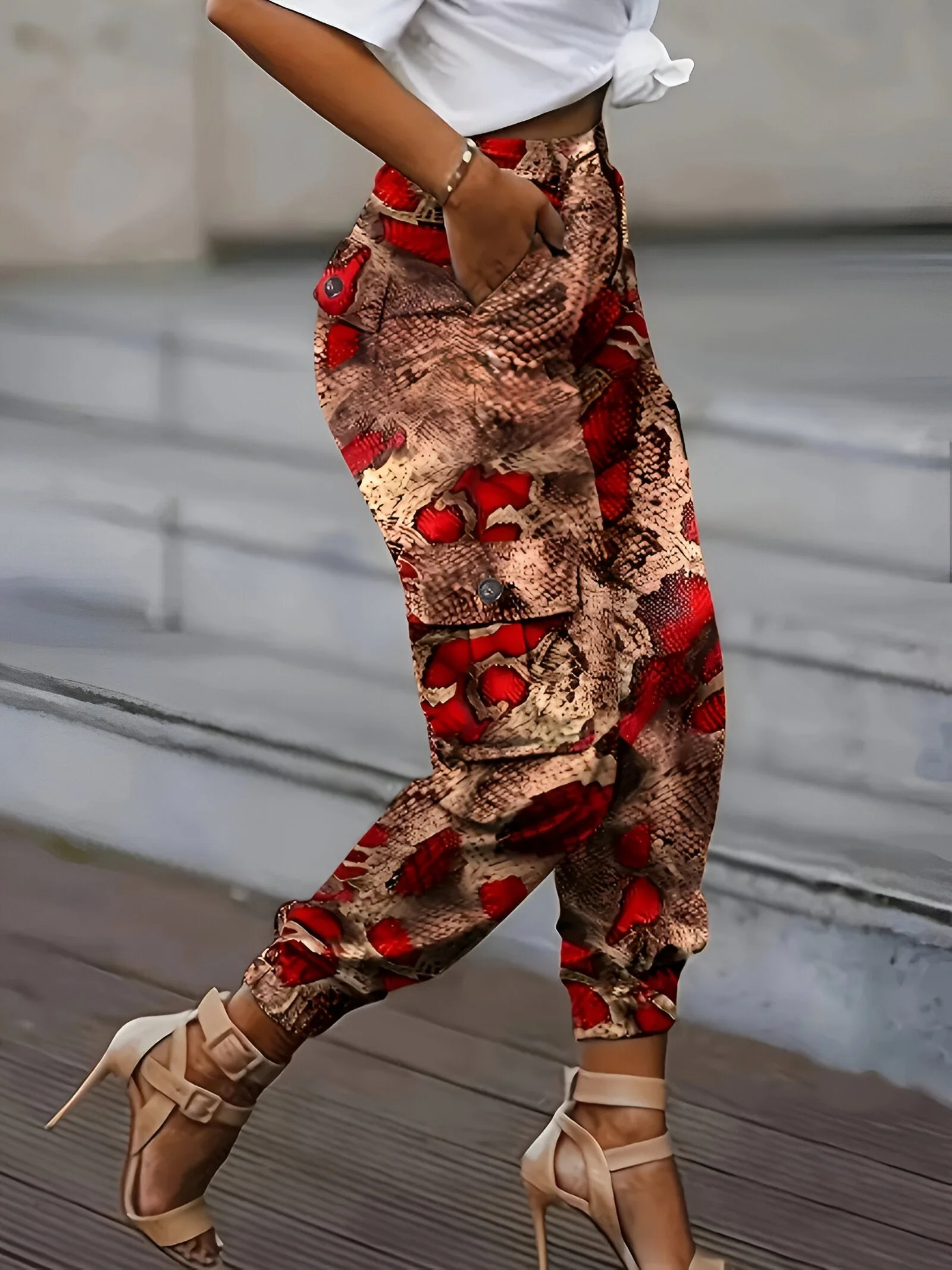 Louisa | Schicke Snake Skin Print Jogginghosen mit Hohem Bund - Image 3