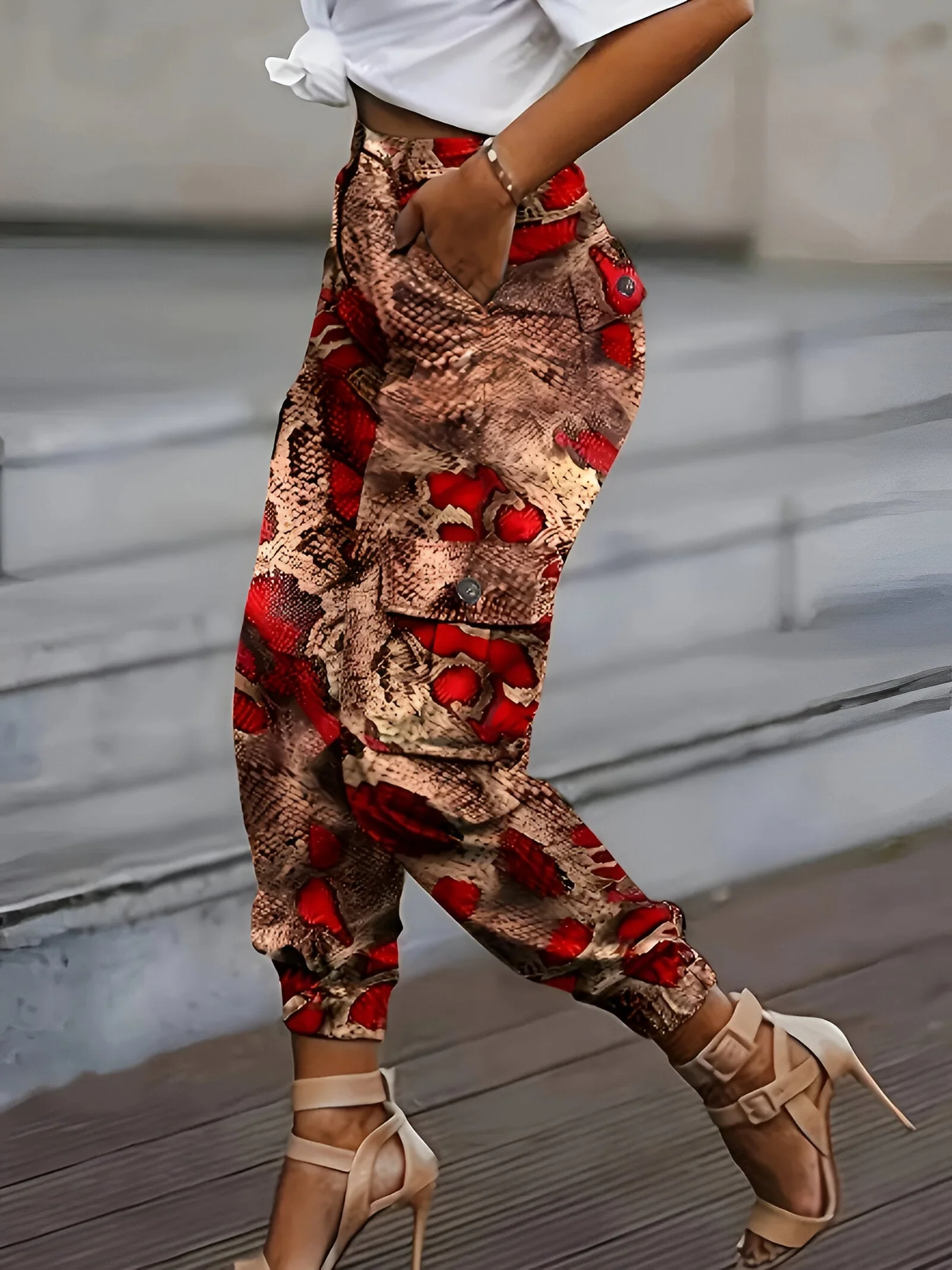 Louisa | Schicke Snake Skin Print Jogginghosen mit Hohem Bund - Image 5