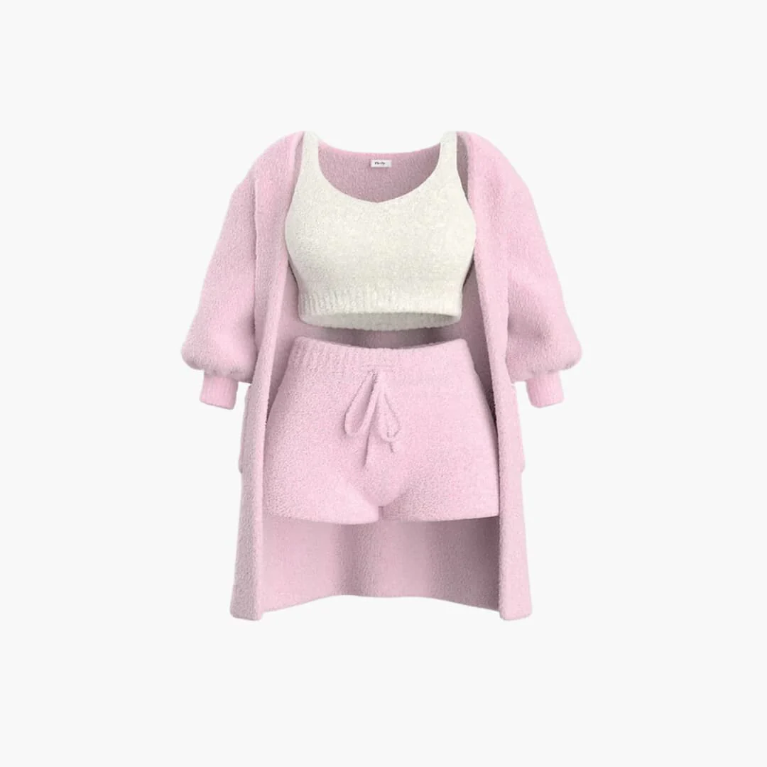 Loungewear Set - Damen Strick Outfit 3-teilig mit Cardigan - Image 2