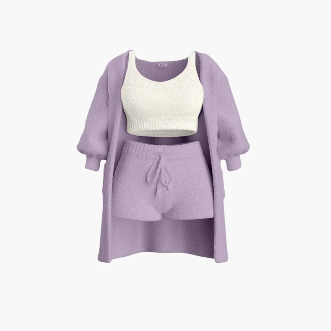 Loungewear Set - Damen Strick Outfit 3-teilig mit Cardigan - Image 4