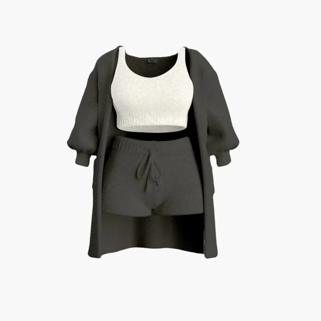 Loungewear Set - Damen Strick Outfit 3-teilig mit Cardigan - Image 5
