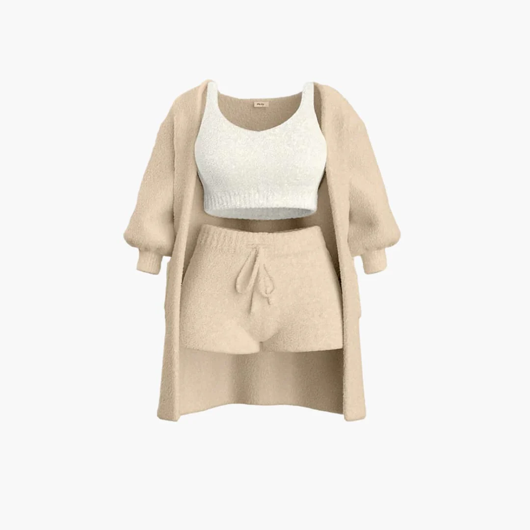 Loungewear Set - Damen Strick Outfit 3-teilig mit Cardigan - Image 7