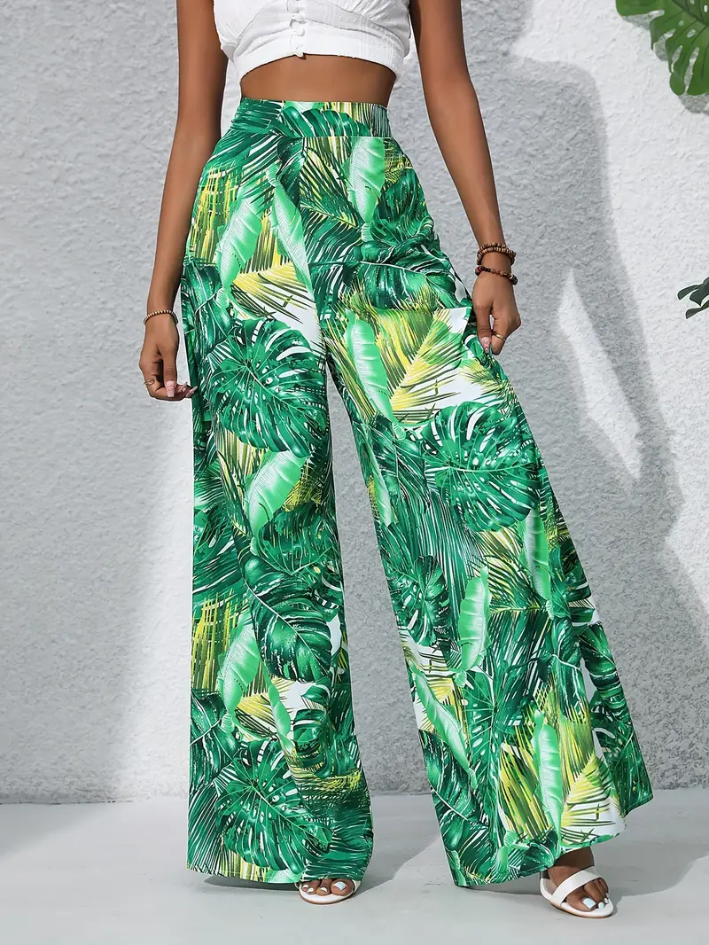 Louvelle – Stilvolle Hose mit weitem Bein und tropischem Print - Image 17