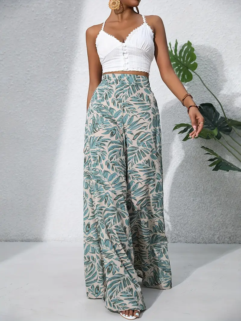 Louvelle – Stilvolle Hose mit weitem Bein und tropischem Print - Image 7