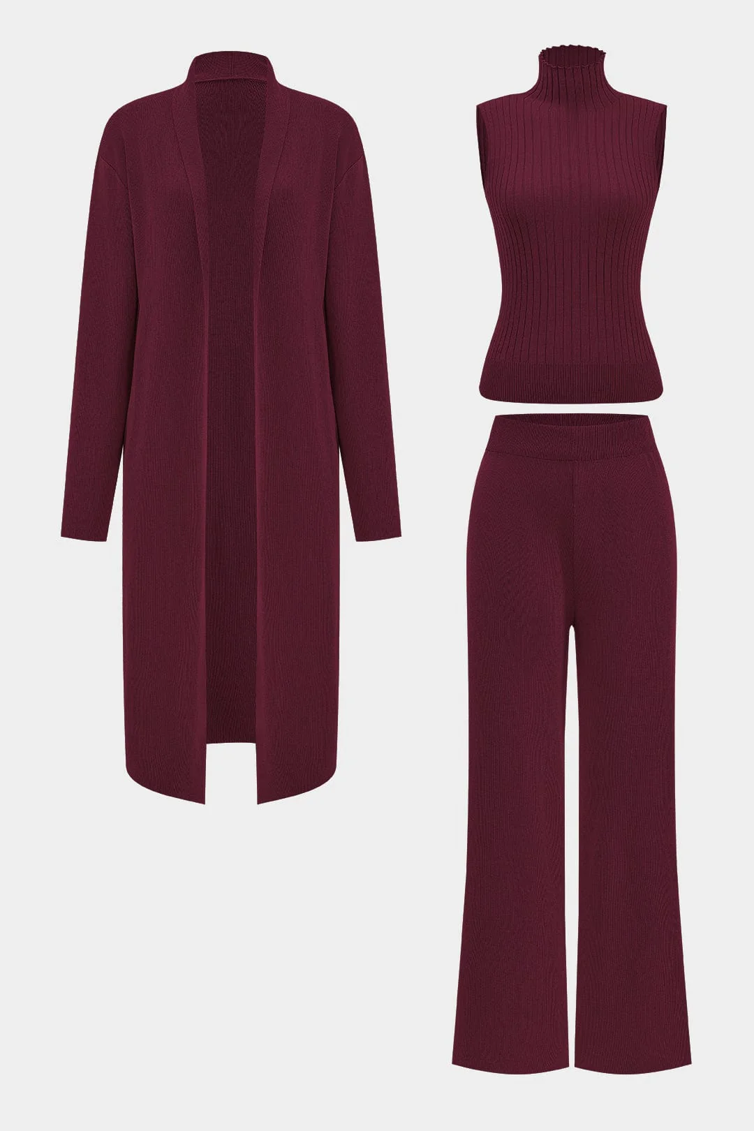 Luanne | Elegantes Dreiteiliges Set aus Geripptem Strick - Image 33