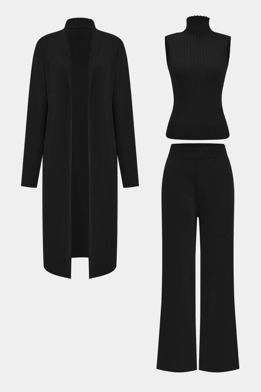 Luanne | Elegantes Dreiteiliges Set aus Geripptem Strick - Image 35