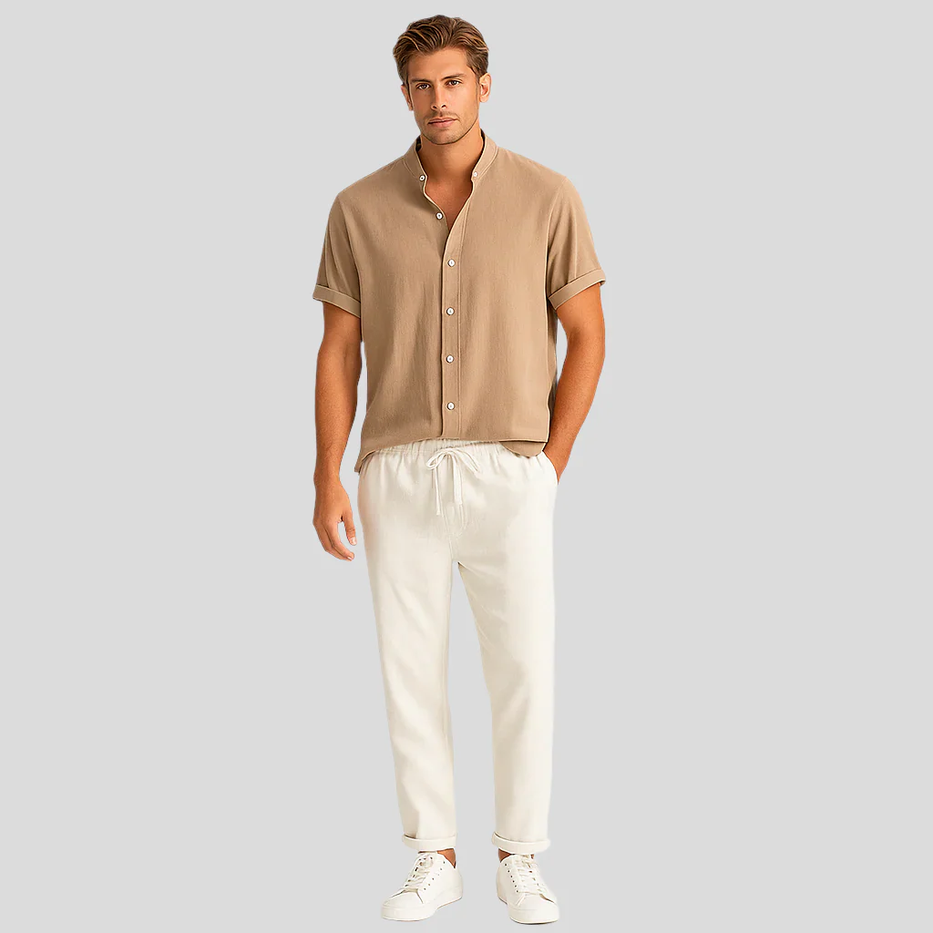 Luca Sommer-Leinen-Duo – Herrenoutfit mit Slim-Fit-Polo und maßgeschneiderten Hosen - Image 3