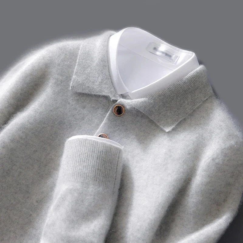 Lucas – Feinstrick Langarm-Polopullover Herren - Image 4