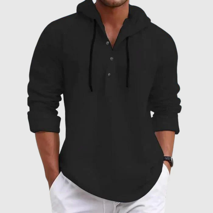 Lucas – Lässiges strukturiertes Herren Hoodie-Shirt mit Knopfleiste - Image 5