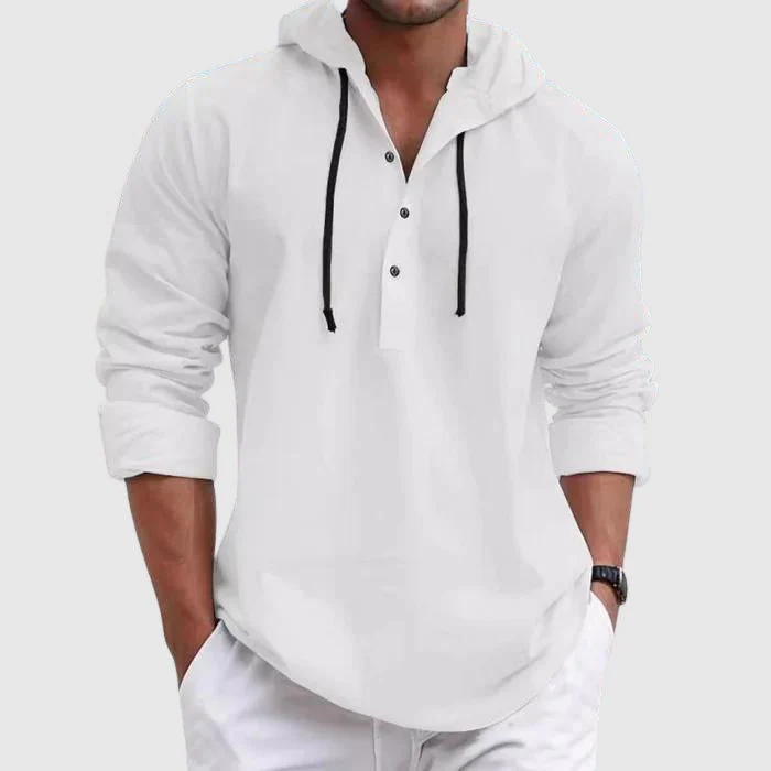 Lucas – Lässiges strukturiertes Herren Hoodie-Shirt mit Knopfleiste - Image 6