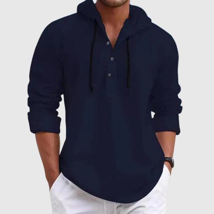 Lucas – Lässiges strukturiertes Herren Hoodie-Shirt mit Knopfleiste - Image 7