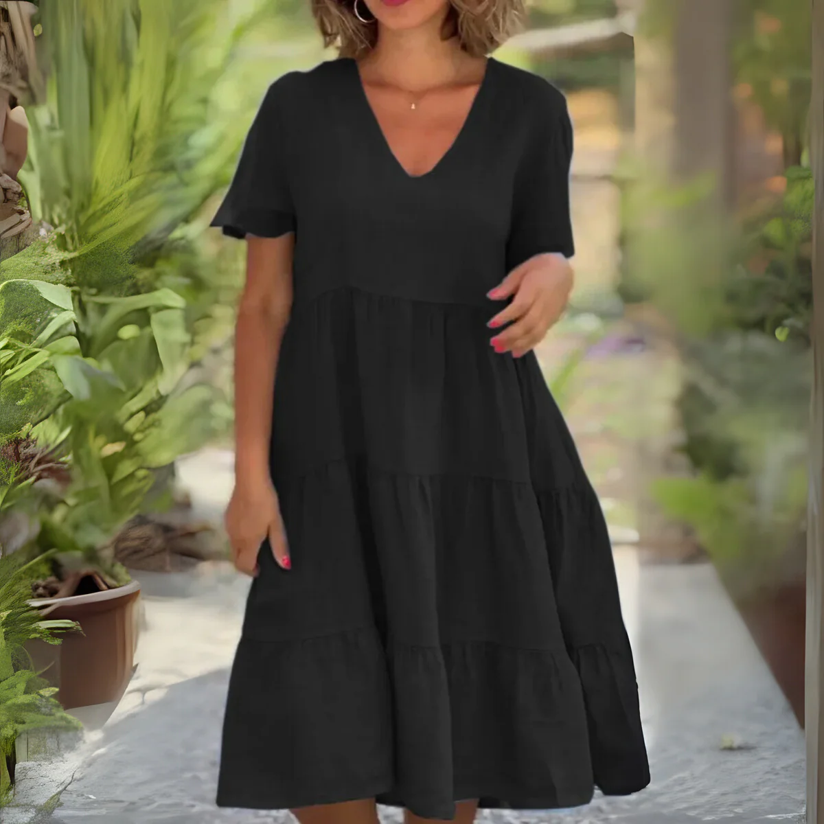 Luce | Fließendes Kleid mit V-Ausschnitt - Image 3
