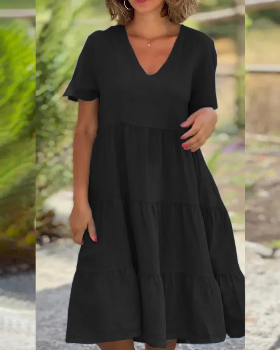 Lucy | Elegantes und fließendes Kleid mit V-Ausschnitt für Frauen - Image 4