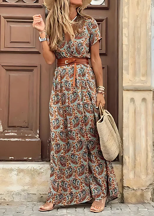 Luftiges Boho-Maxikleid für Frauen mit passendem Gürtel – Sommerkleid für stilvolle Anlässe - Image 6