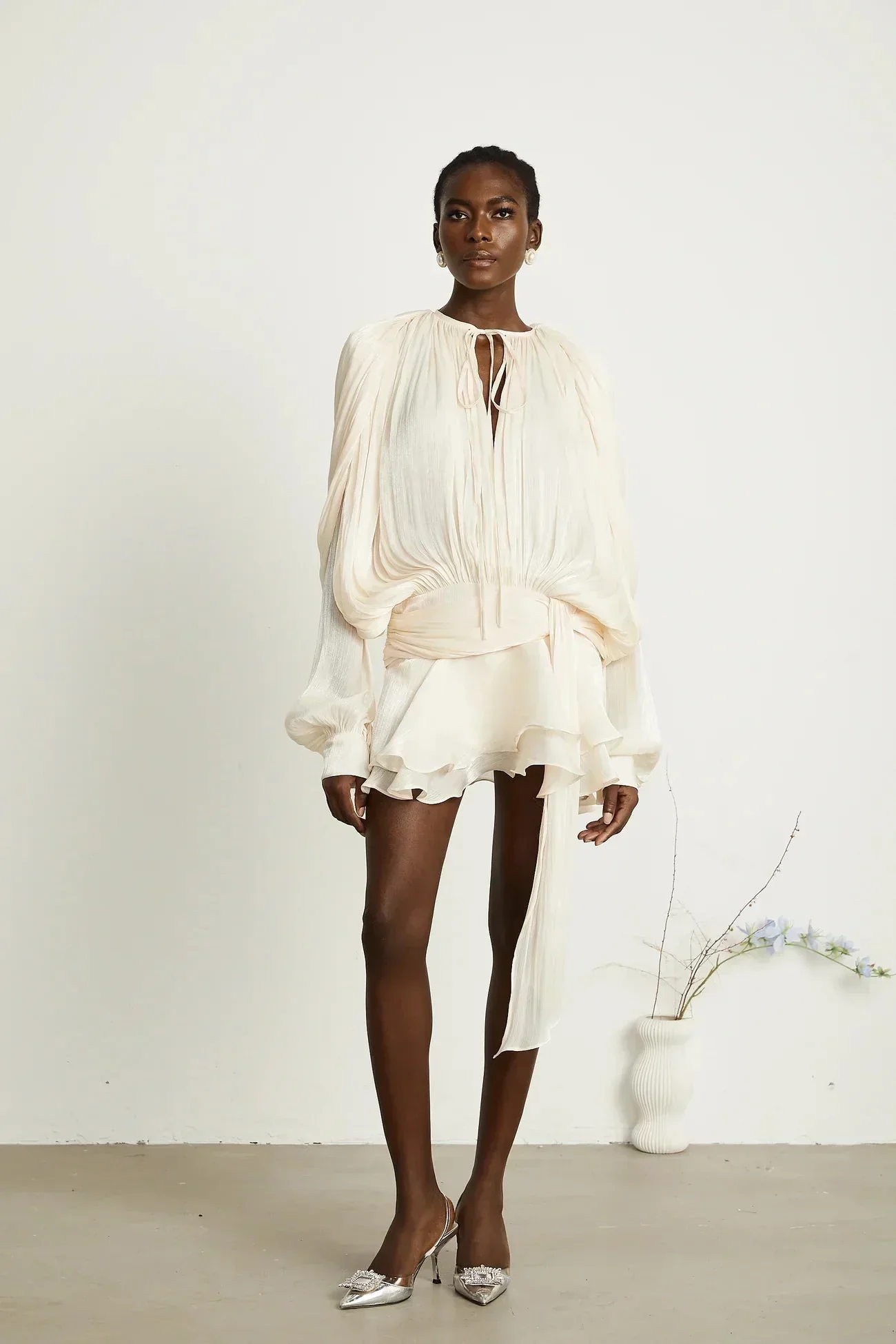 Kathrin | Damen Luftiges Kurzes Kleid Langarm Bindegürtel – Kurzes Kleid Leicht 2026 - Image 12