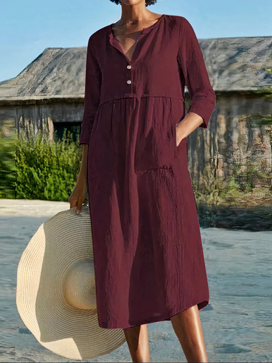 Luftiges langärmeliges Sommerkleid für Damen | Midi - Image 3