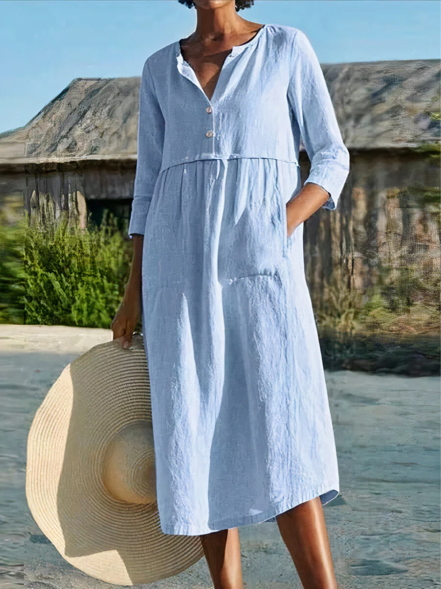 Luftiges langärmeliges Sommerkleid für Damen | Midi - Image 4