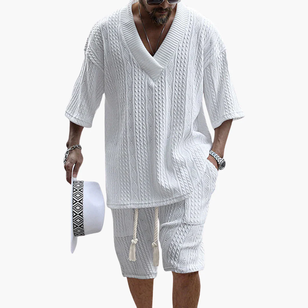 Luftiges Zweiteiler Sommer Set mit Hemd und Shorts für Herren - Image 4
