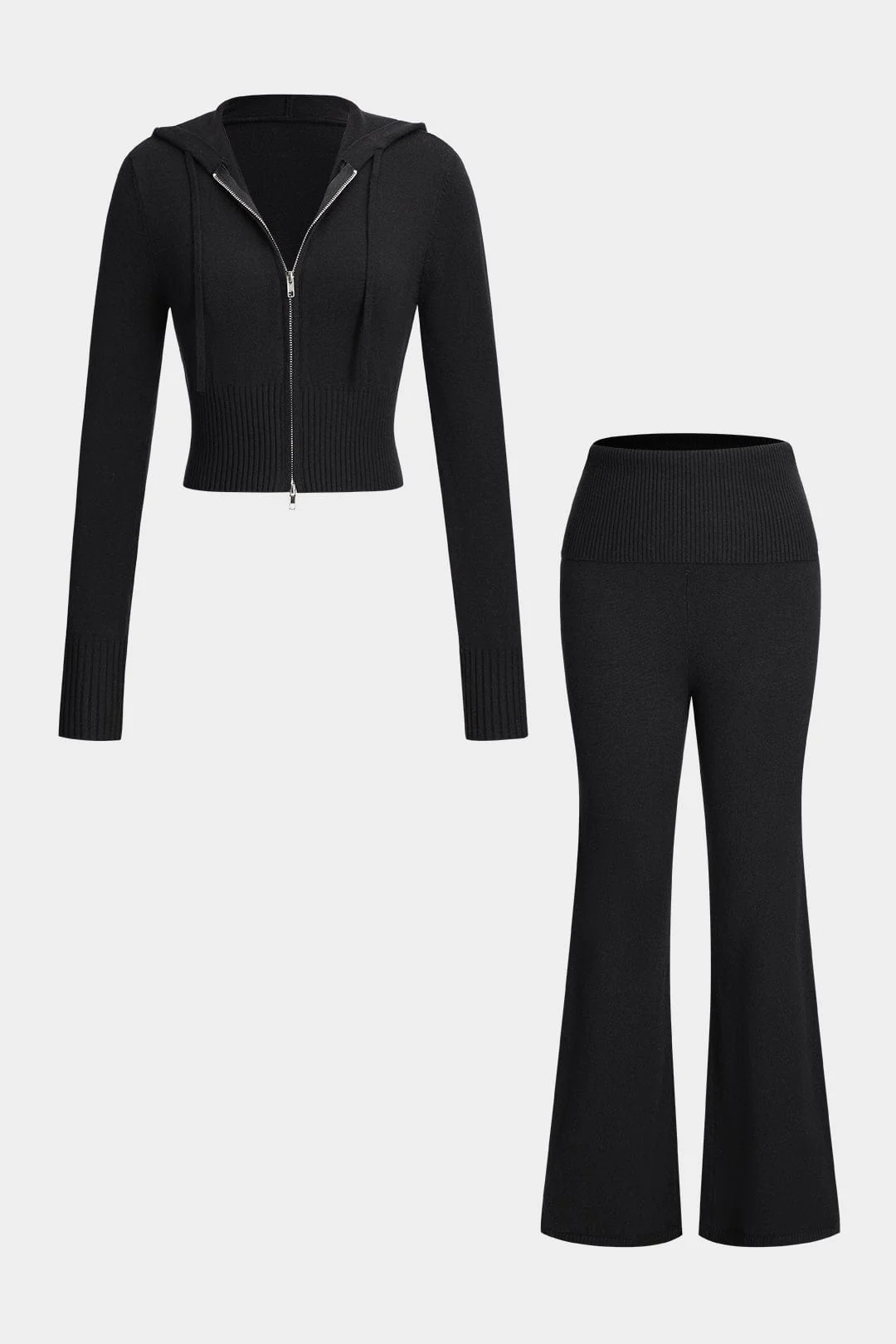 Luisa | Strick-Zweiteiler mit Kapuzenjacke & Schlaghose - Image 6