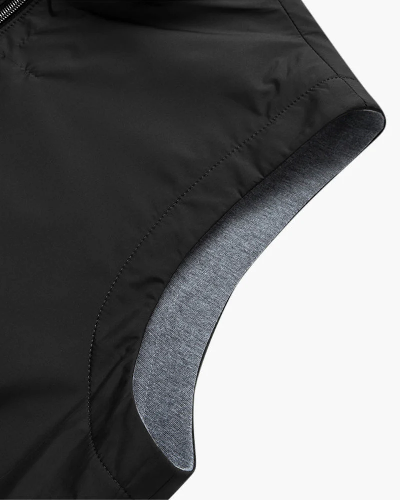Luka | Schlank geschnittene Bodywarmer Schwarze Zip up Weste - Image 2