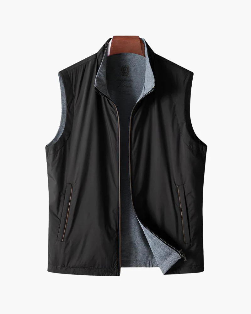 Luka | Schlank geschnittene Bodywarmer Schwarze Zip up Weste - Image 3
