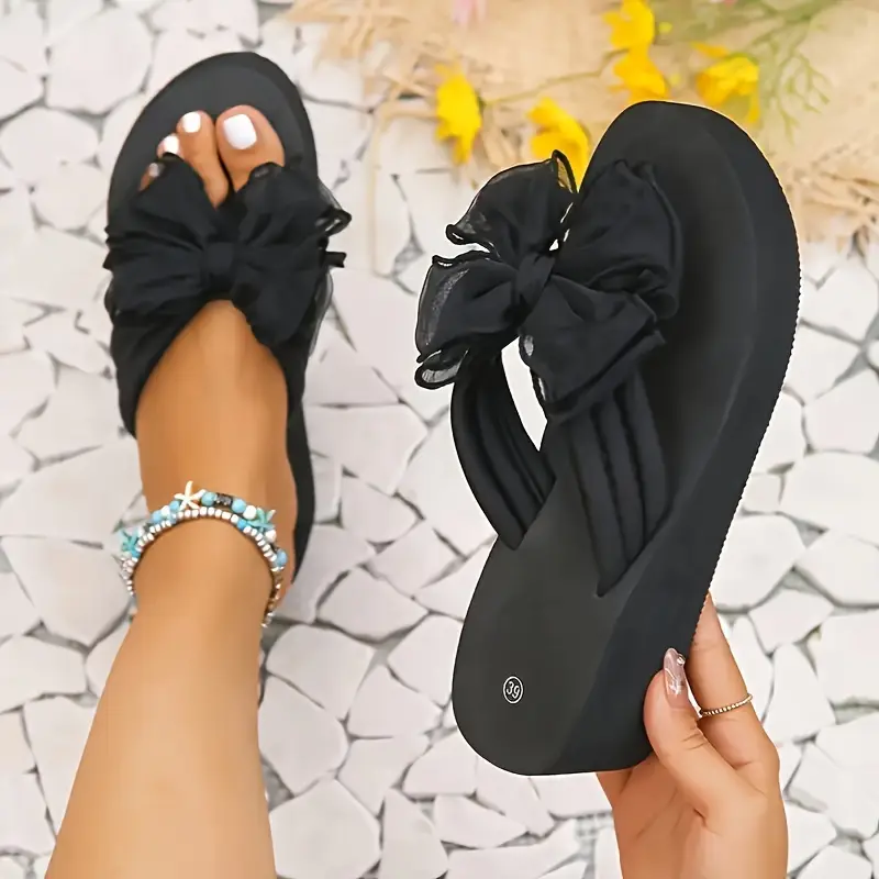 Lulu – Plateau-Flip-Flops mit Schleife - Image 2