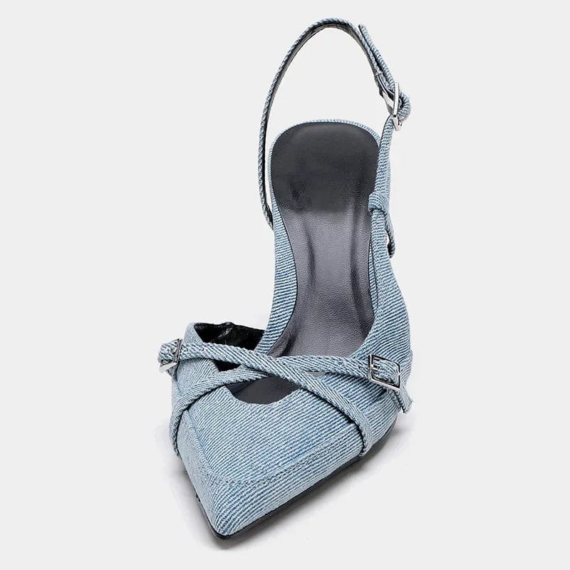 Lumiere | Elegante Denim Slingback Pumps mit spitzer Zehenpartie - Image 2