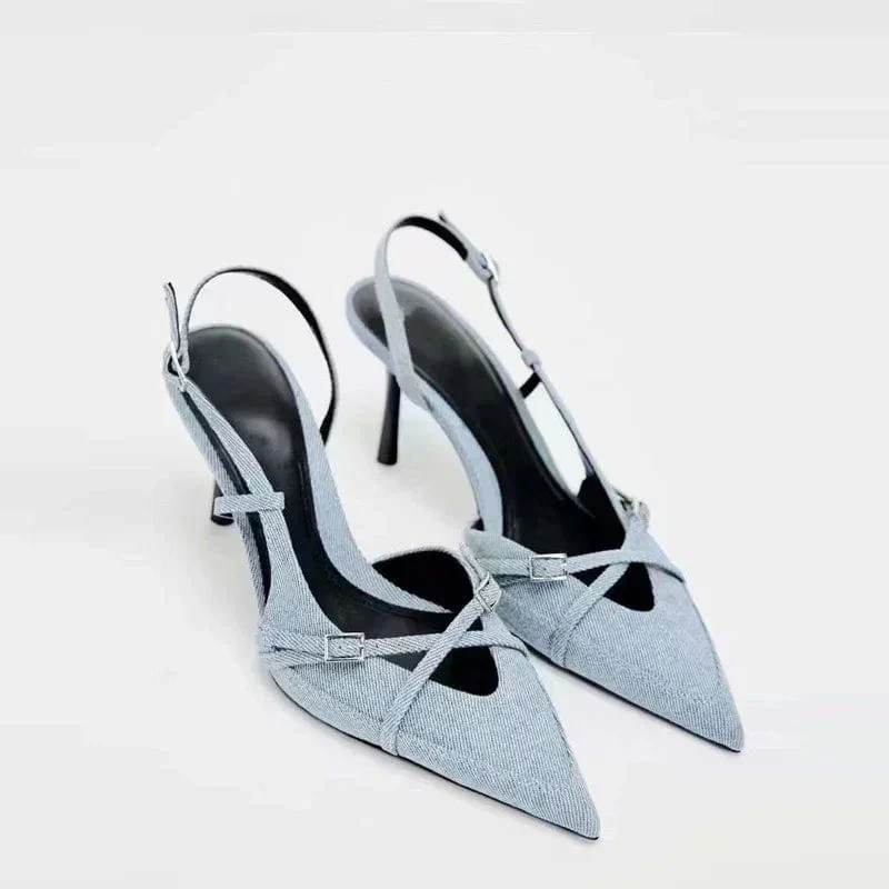 Lumiere | Elegante Denim Slingback Pumps mit spitzer Zehenpartie - Image 4