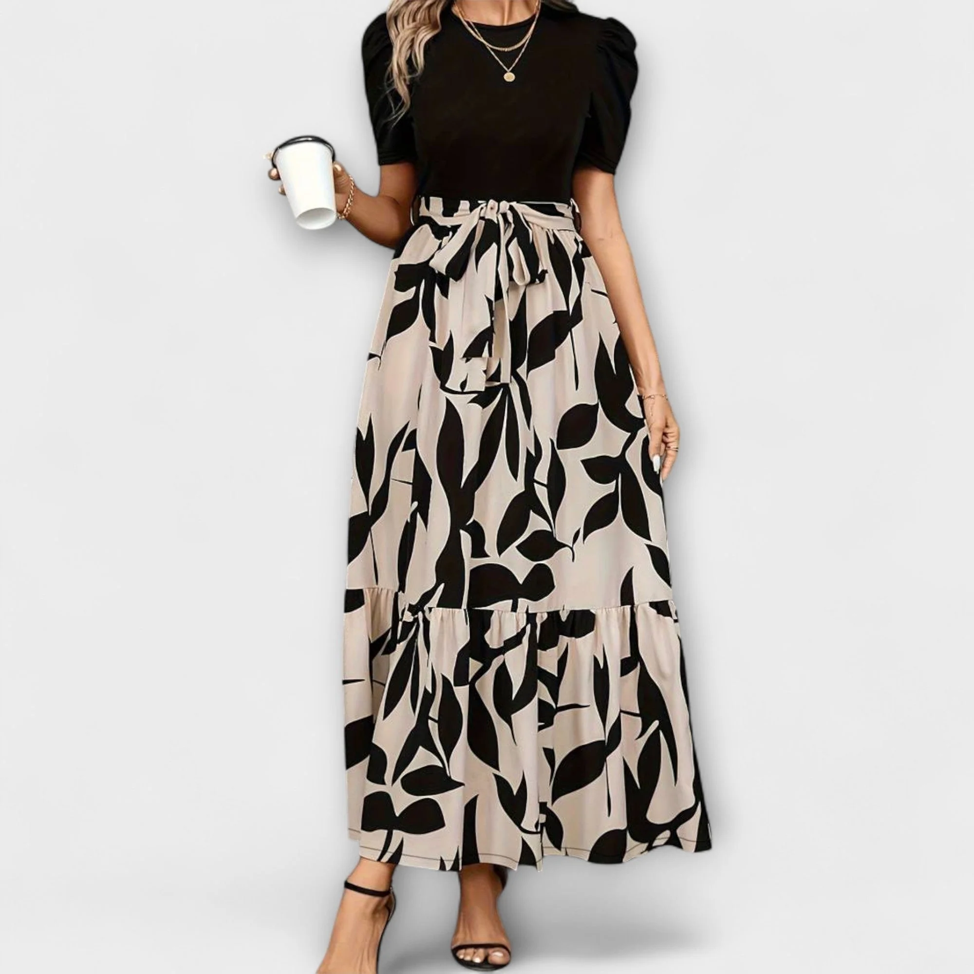 Luna - Floral Printed Summer Dress with Round Neckline - Image 6