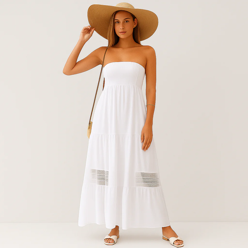 Luna trägerlose Sommer-Maxikleid mit elegantem Akzent - Image 2