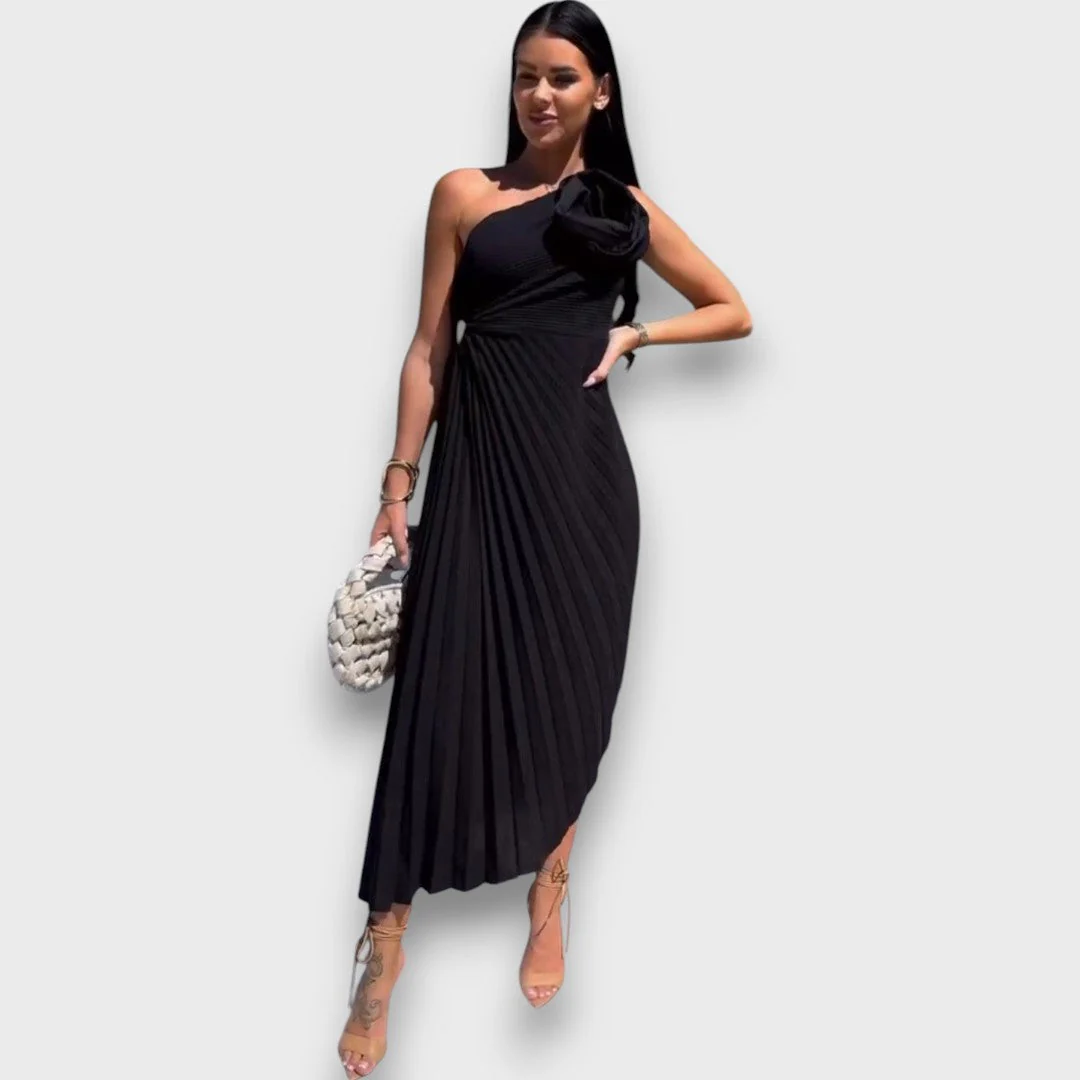 Lunelle – Asymmetrisches Kleid mit Rosendetail - Image 2