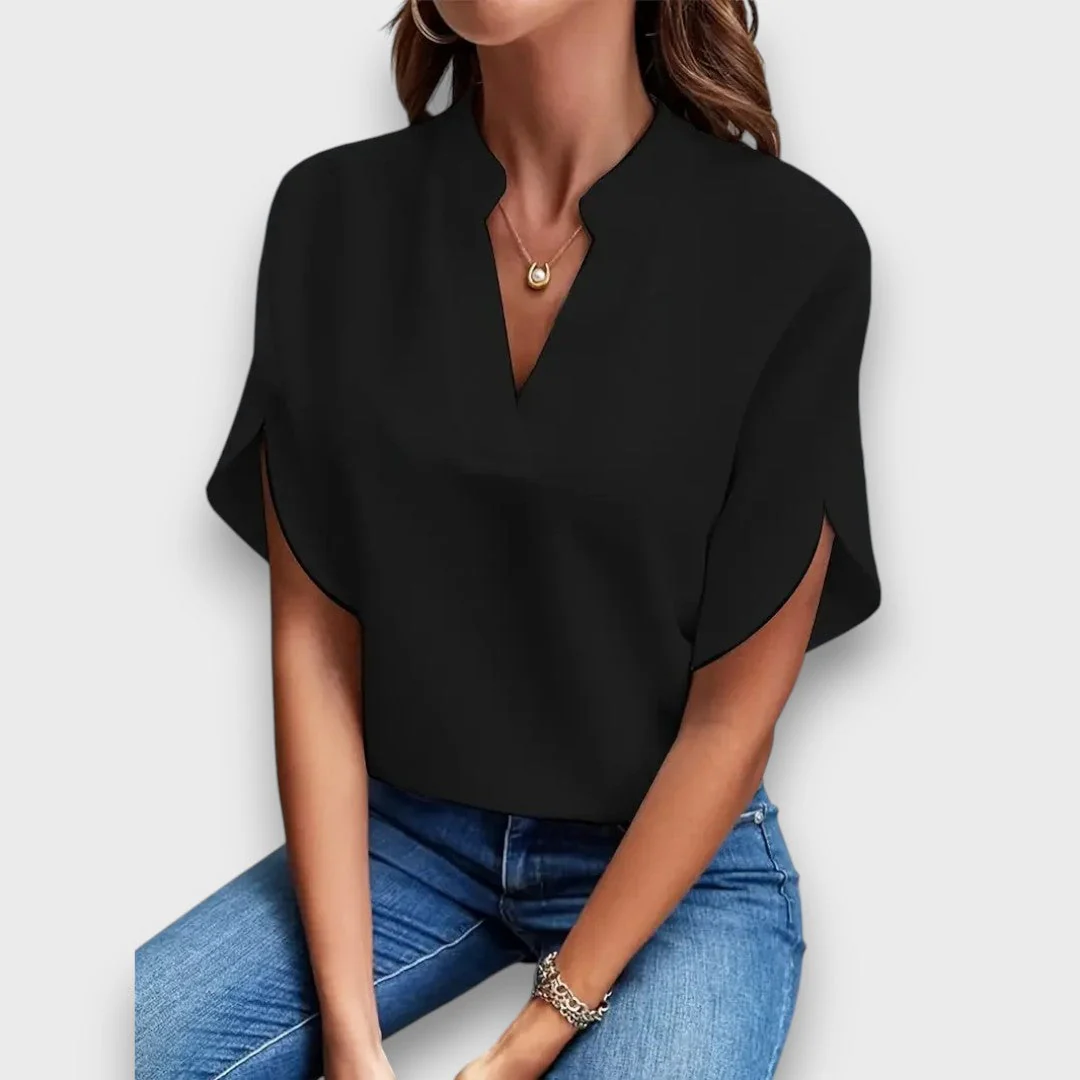 Lunelle – Bluse mit V-Ausschnitt und fließender Form - Image 2
