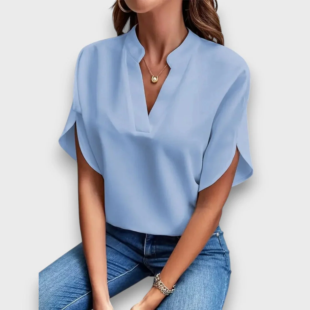 Lunelle – Bluse mit V-Ausschnitt und fließender Form - Image 4