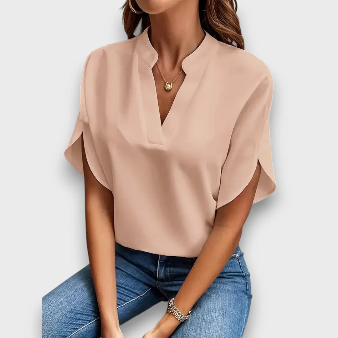Lunelle – Bluse mit V-Ausschnitt und fließender Form - Image 6