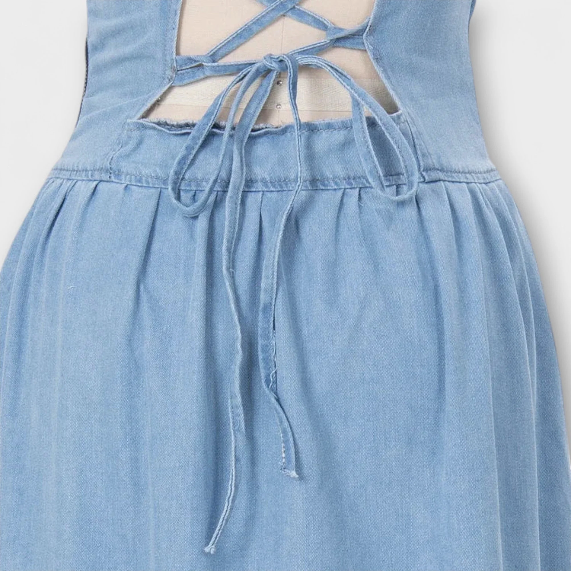 Lux Denim Blue Strapless Dress - Image 3