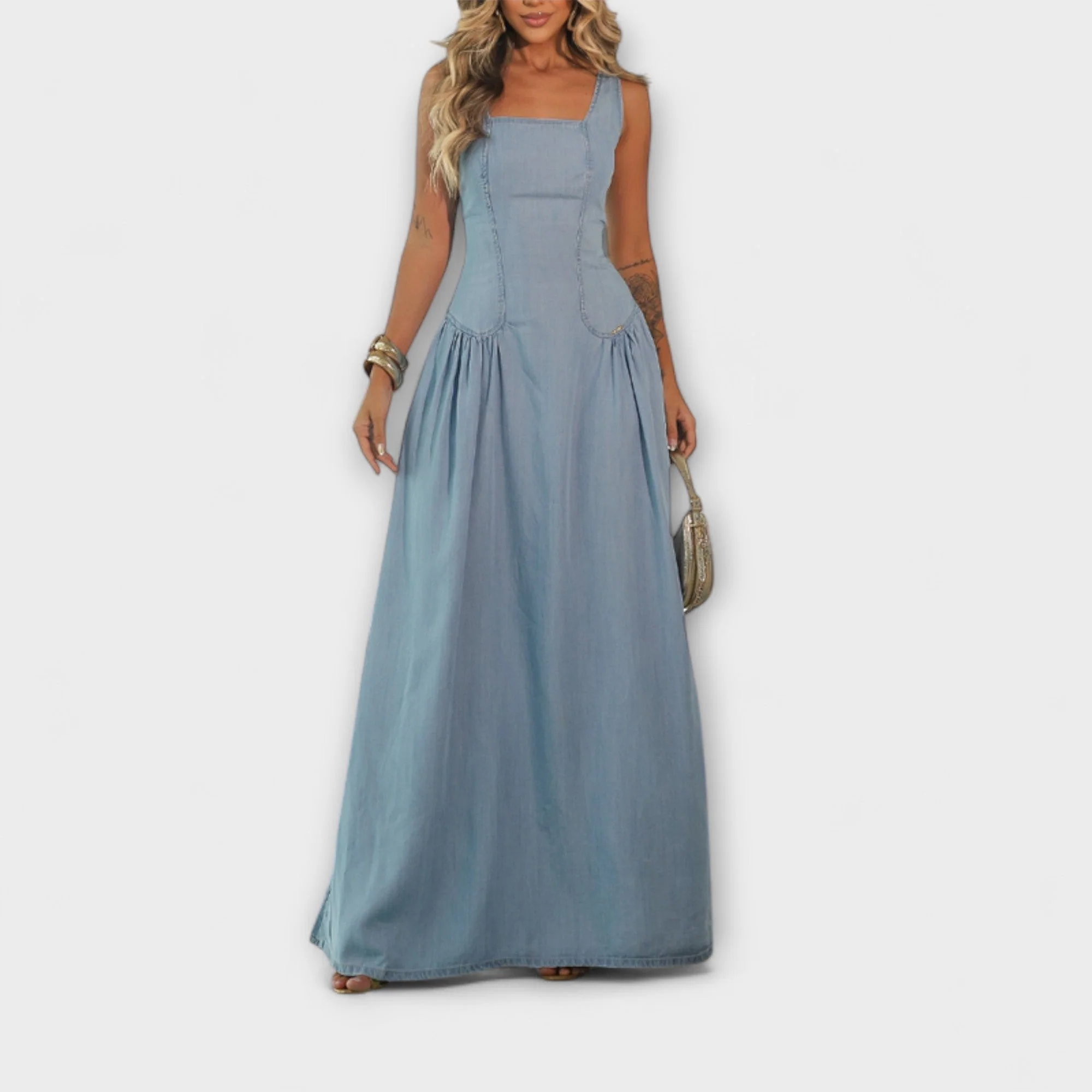 Lux Denim Blue Strapless Dress - Image 4